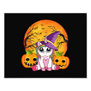 Niedliche Halloween Girls Witchy Unicorn Halloween Fotodruck