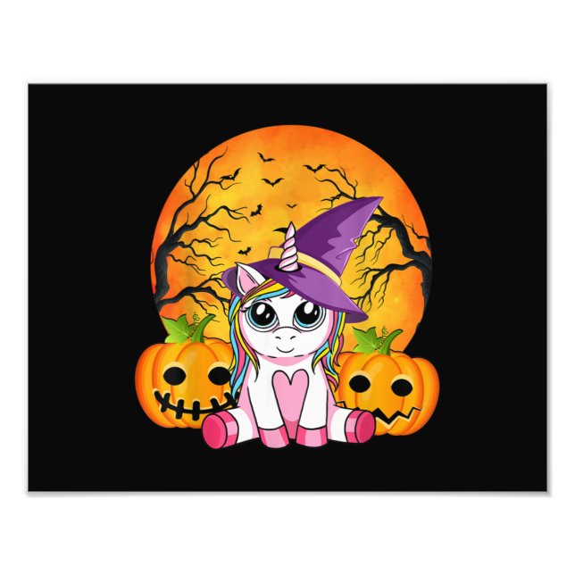 Niedliche Halloween Girls Witchy Unicorn Halloween Fotodruck (Vorne)
