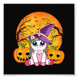 Niedliche Halloween Girls Witchy Unicorn Halloween Fotodruck