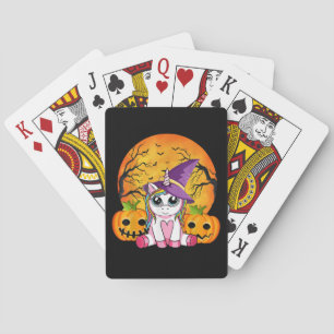 Niedliche Halloween Girls Witchy Unicorn Halloween Spielkarten