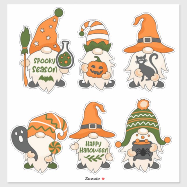 Niedliche Halloween-Gnomes Aufkleber (Blatt)