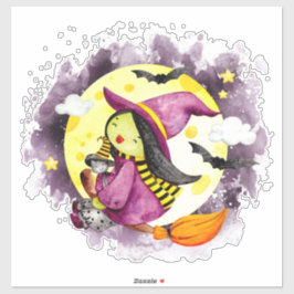 Niedliche Halloween-Hexe Aufkleber