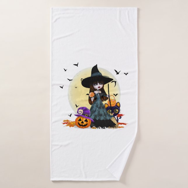 Niedliche Halloween-Hexe Badehandtuch (Badehandtuch)