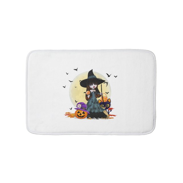 Niedliche Halloween-Hexe Badematte (Vorderseite)