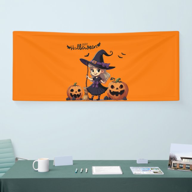 Niedliche Halloween-Hexe Banner (Messe)