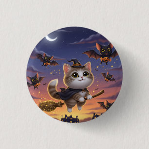 Niedliche Halloween-Hexe Button