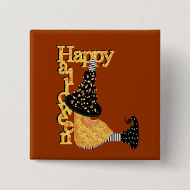 Niedliche Halloween-Hexe Button