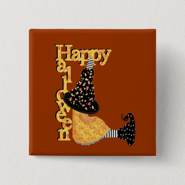 Niedliche Halloween-Hexe Button (Vorderseite)