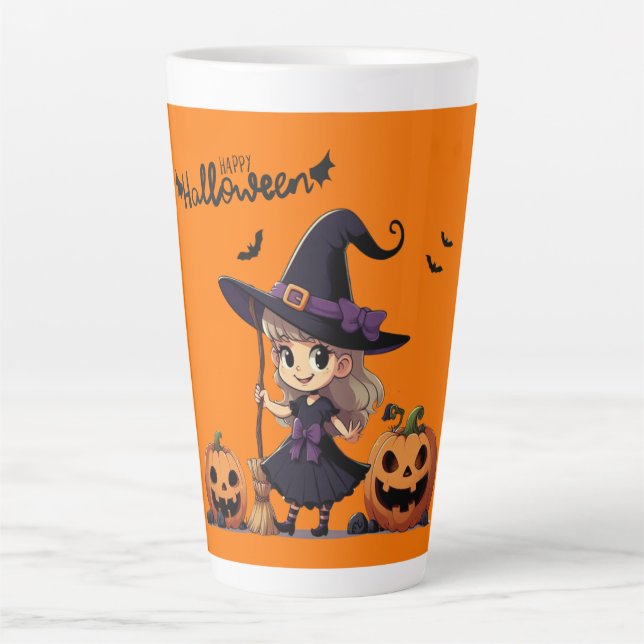 Niedliche Halloween-Hexe Milchtasse (Vorderseite)