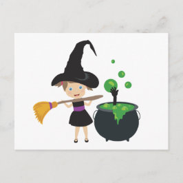 Niedliche Halloween-Hexe Postkarte