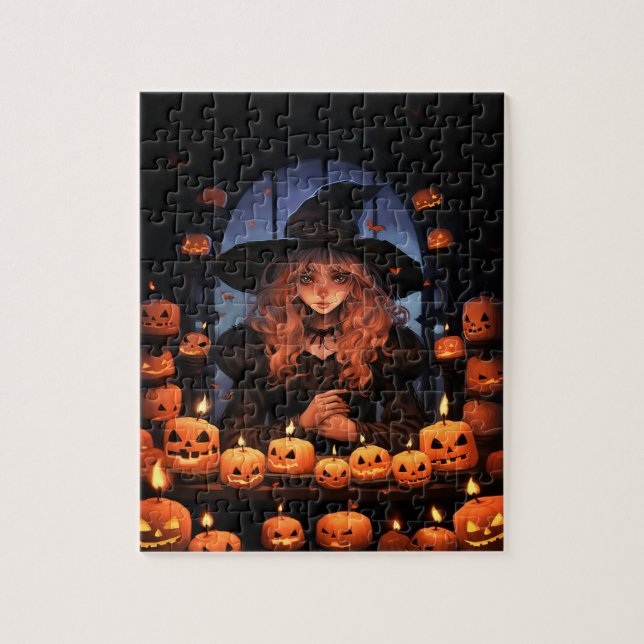 Niedliche Halloween-Hexe Puzzle (Vertikal)