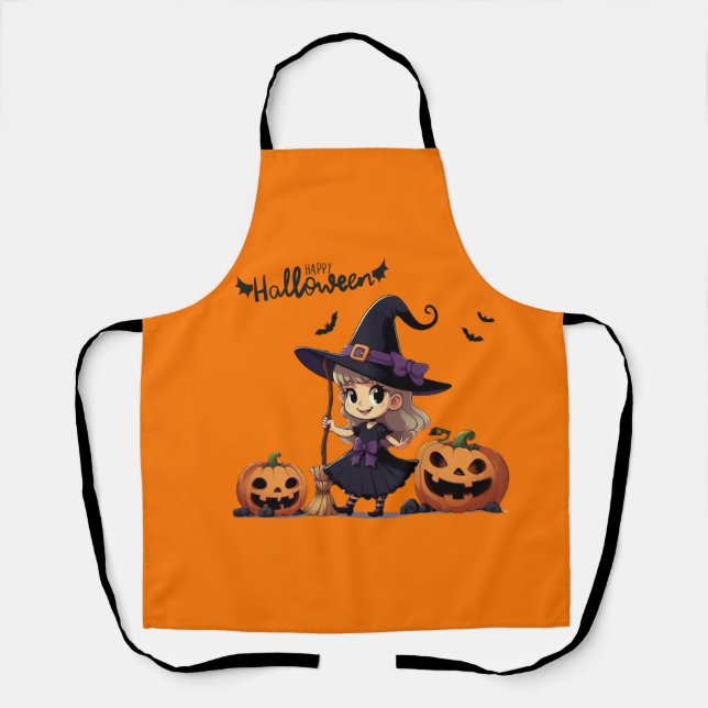 Niedliche Halloween-Hexe Schürze (Vorderseite)
