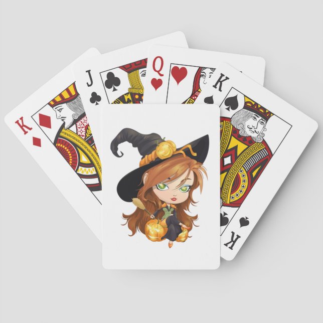 Niedliche Halloween-Hexe Spielkarten (Rückseite)