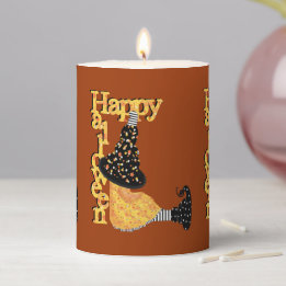 Niedliche Halloween-Hexe Stumpenkerze
