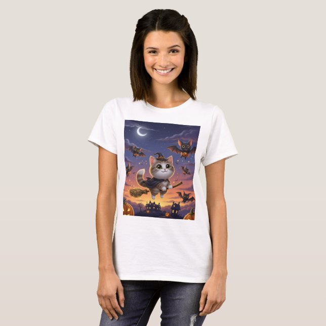 Niedliche Halloween-Hexe T-Shirt (Vorne ganz)