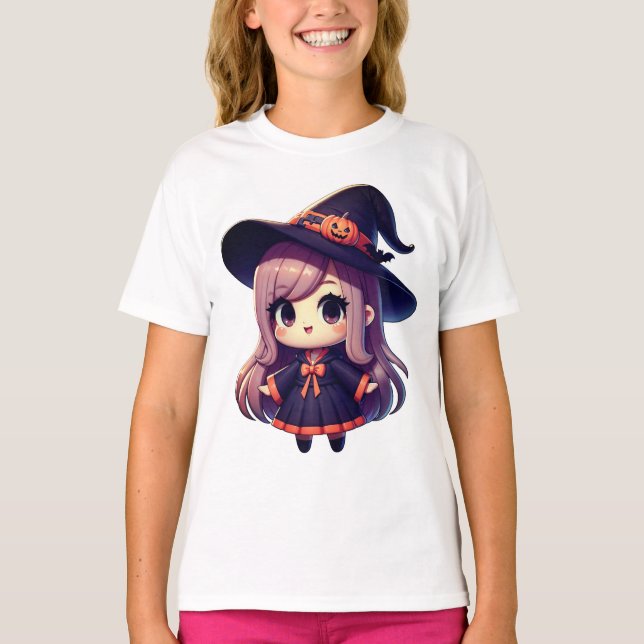 "Niedliche Halloween-Hexe" T-Shirt (Vorderseite)