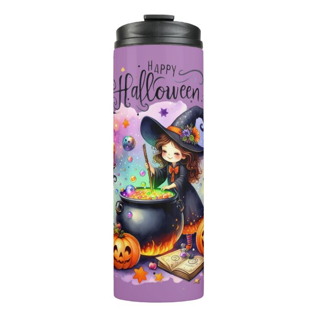 Niedliche Halloween Hexe Tumbler Thermosbecher (Vorderseite)