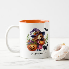 Niedliche Halloween-Hexe Zweifarbige Tasse