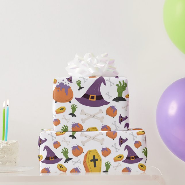 Niedliche Halloween Hexen Kids Geschenkpapier (Partygeschenke)