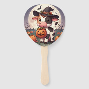 Niedliche Halloween-Hexenkuh Fächer