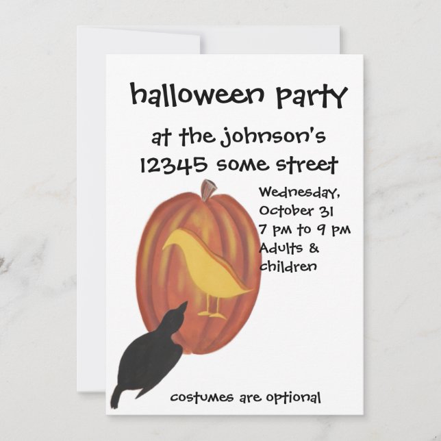 Niedliche Halloween Jack O'Lantern und Crow (Vorderseite)