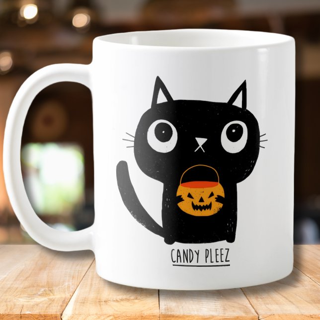 Niedliche Halloween-Katze Fragend für Candy Kaffeetasse (Von Creator hochgeladen)