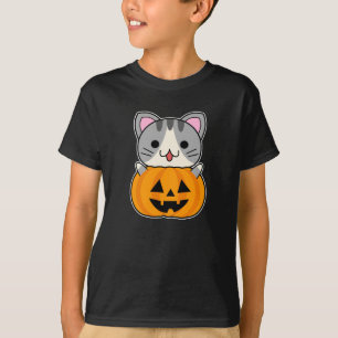 Niedliche Halloween-Katze in Kürbislaterne T-Shirt
