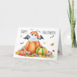 Niedliche Halloween-Katze in Pumpkin Karte
