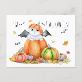 Niedliche Halloween-Katze in Pumpkin Postkarte