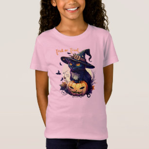 Niedliche Halloween-Katze mit einem Hexenhut. T-Shirt