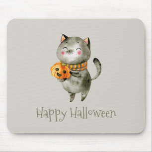 Niedliche Halloween-Katze mit Pumpkin Mousepad