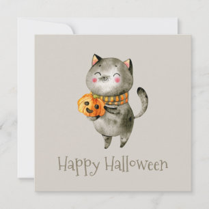 Niedliche Halloween-Katze mit Pumpkin Party Einl Einladung