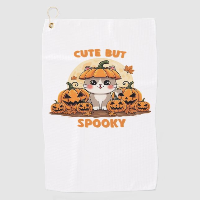Niedliche Halloween-Katze mit Pumpkins - Kawaii Sp Golfhandtuch (Vorderseite)
