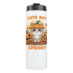Niedliche Halloween-Katze mit Pumpkins - Kawaii Sp Thermosbecher