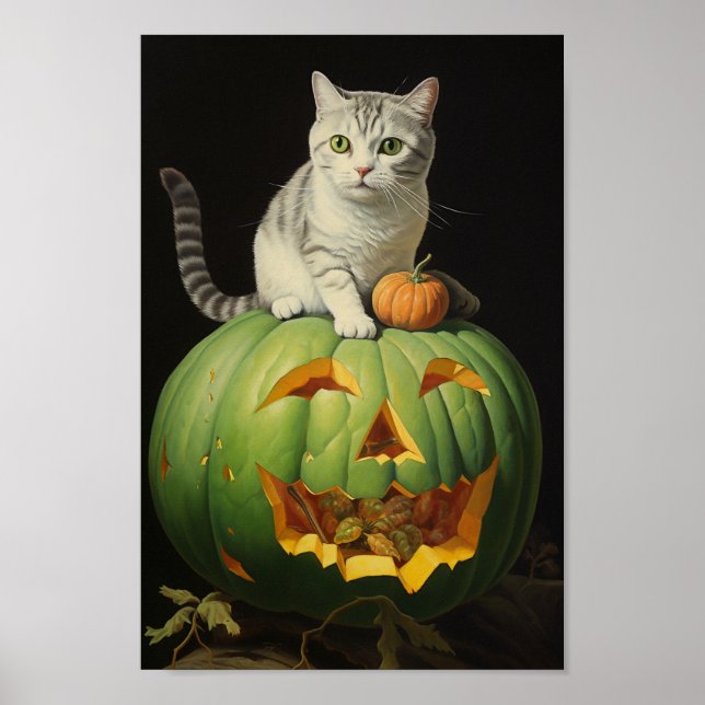 Niedliche Halloween-Katze Poster (Vorne)