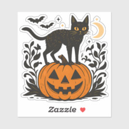 Niedliche Halloween-Katze pur Aufkleber