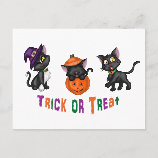 Niedliche Halloween-Katzen Postkarte (Vorderseite)
