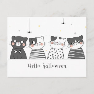 Niedliche Halloween-Katzen Postkarte