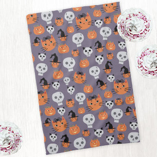 Niedliche Halloween-Katzen und -Skulls Spooky Geschirrtuch