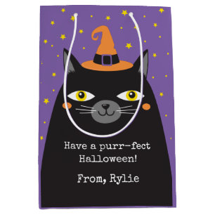 Niedliche Halloween-Katzengeschenktasche Mittlere Geschenktüte