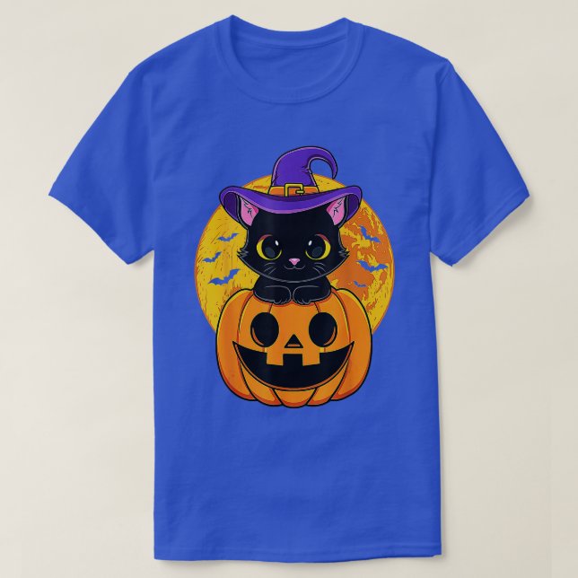 Niedliche Halloween-Katzenjacke, Kürbiskürbis für  T-Shirt (Design vorne)