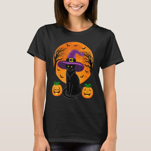 Niedliche Halloween-Katzenjacke, Kürbiskürbis für  T-Shirt (Vorderseite)