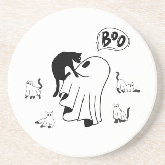 niedliche Halloween-Katzenmutter mit bezauberndem  Getränkeuntersetzer