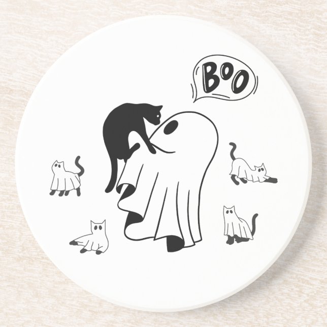 niedliche Halloween-Katzenmutter mit bezauberndem  Getränkeuntersetzer (Vorne)