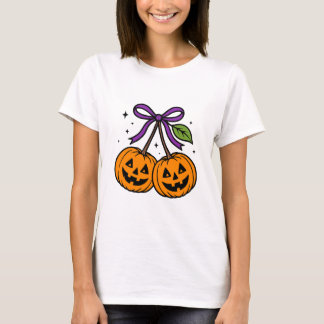 Niedliche Halloween-Kherries mit Lila Bow T-Shirt