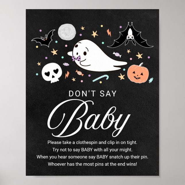 Niedliche Halloween-Kinderdusche Sage kein Baby-Ze Poster (Vorne)