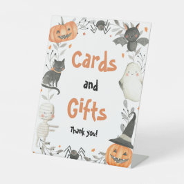 Niedliche Halloween-Kinderduschkarten und Geschenk Sockelschild