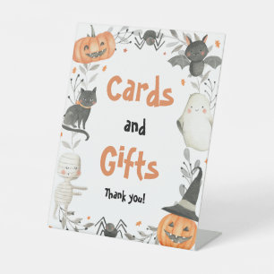 Niedliche Halloween-Kinderduschkarten und Geschenk Sockelschild