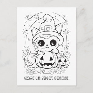Niedliche Halloween Kitenfarbe Postkarte