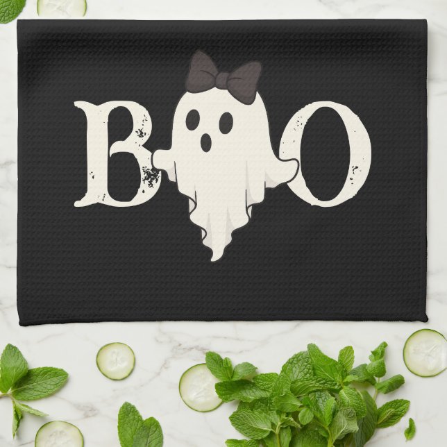 Niedliche Halloween Küchentücher - "Boo" Geist mit (Gefaltet)